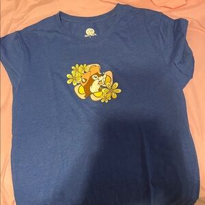 Disney Blue Tee with Cartoon and Yellow Flowers